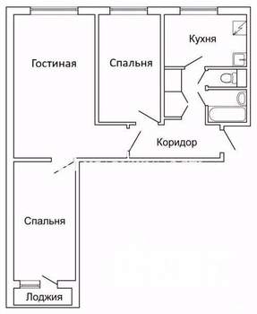 3-к квартира, вторичка, 63м2, 2/12 этаж